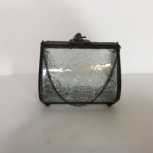 Vintage Purse Carved Lucite Metal Edges Handle QPT